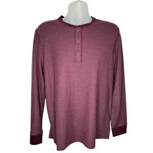 UNTUCKit Mens Purple Cotton Modal 1/4 Snap Front Henley Long Sleeve Shirt